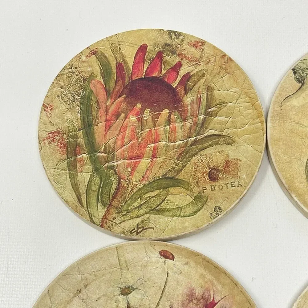 Coasterstone Coaster Stone Set of 4 Assorted Floral Flower Designs
